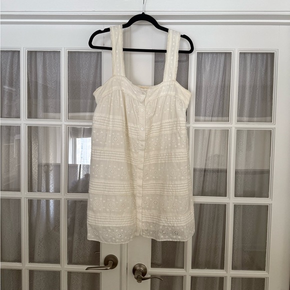 Sezane Dresses & Skirts - Sezane White 100% Cotton Eyelet Button-Front Sundress